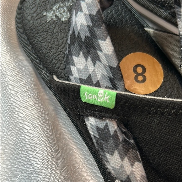 Sanuk Black and Gray Sandals Slip-On Comfort - Picture 5 of 6